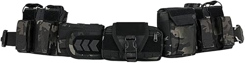 Miniatura 3 de Cinturón táctico estilo militar con 5 accesorios bolsa, cinturón táctico MOLLE para HHiking Caza