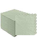100 servilletas de 2 capas color verde salvia plegadas de 5 x 5 pulgadas, servilletas de cóctel desechables festoneadas, servilletas de papel para cena, boda, fiesta, bebidas