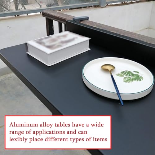 Mesa colgante ajustable de balcón de aluminio blanco y diseño plegable de 120cm 6