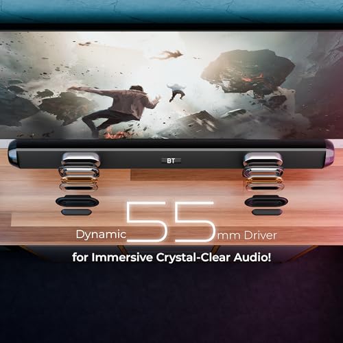 Image of Kratos 180W Sound Bar with 2.1 CH Wired Subwoofer|Perfect for Home Theatre & TV|Deep Bass from 5.25 inch Subwoofer|Bluetooth, HDMI, Optical, AUX, USB|4 Equalizer Modes|LED Display|Wall & Table Mount