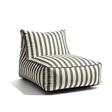 Gutekissen® Sitzsack Erwachsene XXL - Outdoor Sitzkissen Wetterfest - im Streifen-Design - bequemer Loungesessel für Terrasse, Balkon, Garten & Patio, UV-beständig - 72x102x65cm (Dunkelgrau)