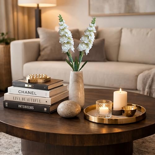 Image of Decor & More 2 PCS Realistic Silk Delphinium Long Stem Artificial Flowers Bunch Without Pot | Artificial Flower for Decoration | Long Artificial Flowers for Big Vase | Home & Restaurant (Without Pot)
