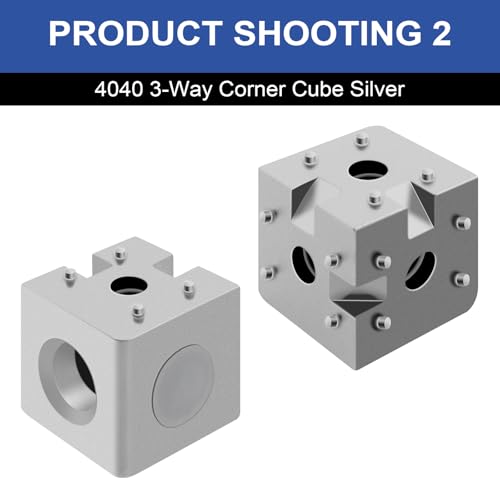 Image of 12pcs 4040 3-Way Corner Cube 4040 Extrusion Hardware T-Slot V-Slot Accessories with Screws and Nuts for 4040 Aluminum Extrusion Connector 3D Printer Accessories Silver