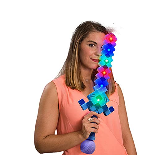 LED 3D Pixelated Diamond Bubble Sword with Sound Assorted