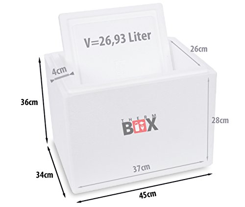 THERM BOX Styrofoam Box - Thermobox voor eten en drinken - Styrofoam Cooler & Warmer (45x34x36cm - 26,93L Volume) Opnieuw te gebruiken - Afbeelding 4