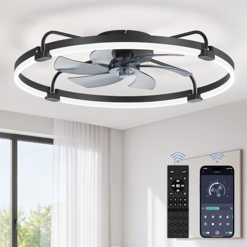 LEDIARY 30" Ceiling Fans with Lights and Remote, Low Profile Led Fan Light