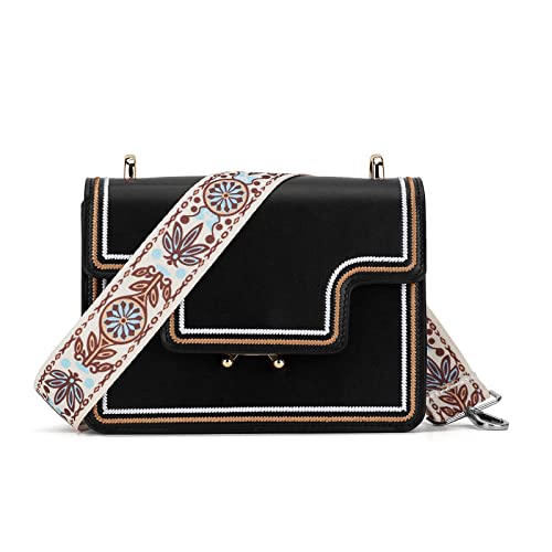 Image of Silvery Buckles Wide Shoulder Strap Adjustable Replacement Belt Crossbody Canvas Bag Handbag