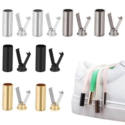 NOPKESV 8 Pares Metal Rope Laces Cord Stoppers para Cordones,30 Sets 5 Colores Puntas para Cordones (Aleaciones de Calidad) Cierre de Extremos de Cuerda,Mantenimiento y Reemplazo de Cordones