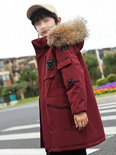 Mmllzel Children's Winter Down Jacket For Boy Parkas Windbreaker Long Hooded Kids Coat (Color : A, Size : 120) #TOP2