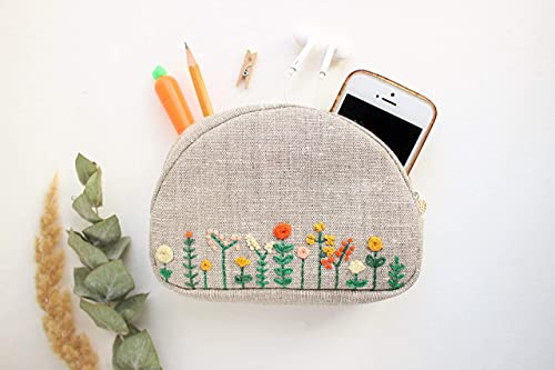 Embroidered Makeup Bag Small Cosmetic Purse For Women Floral Zipper Pouch For Bridesmaids #TOP1