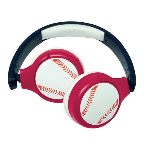 Image of LEXiBOOK, Baseball, 2-in-1 Bluetooth & Wired Headphones with Microphone and Control Buttons, Foldable and Adjustable, Long-Lasting Rechargeable Battery, HPBT010BL