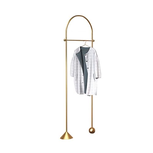 CGJseFH coat stand, Simple Coat Rack Bedroom Floor Stand Hanging Hooks Vertical Household Entry Door Holder Storage Bag Jacket Clothes Hangers(Gold)