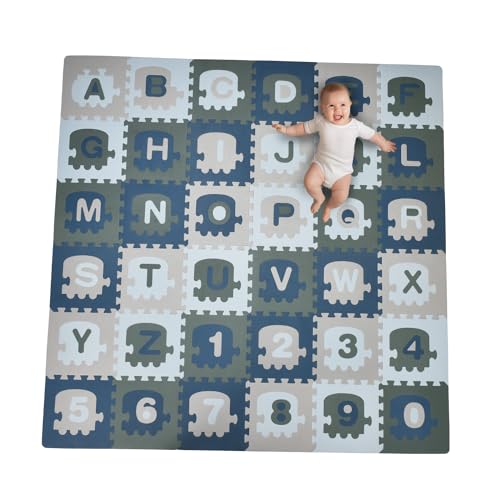 Image of Childlike Behavior Foam Playmat Numbers & Alphabet - Soft Foam ABC Mat for Floor Babies - Educational Baby or Toddler Floor Learning Activity Mats for Crawling - Non-Toxic, Non-Slip
