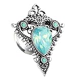 Jade Green Tear Drop Opalite Stone Set Tribal Shield Front 316L Surgical Steel Double Flared Tunnels