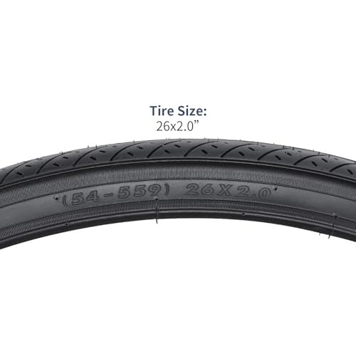 YUNSCM 2-PCS 26" Road Bike Tires 26 x 2.0/54-559 Compatible with 26X2.0 26 * 2.0 Bike Bicycle Tires (Y-816)