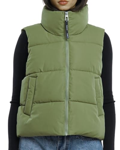 PUFFIT Women's Padded Puffer Vest, Lightweight Basic Winter Outwear Vest, Sleeveless Versatile Casual Puffy Bubble Gilet