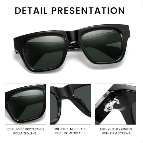 DUCO Retro Square Sunglasses for Men Women Trend Polarized Mens Womens Shades UV protection Sun Glsses DC23484