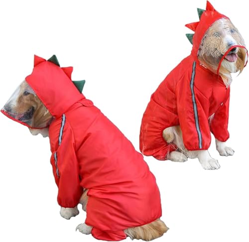 CHENYUAN 犬レインコート 犬 カッパ 犬服 ペット雨具 梅雨 対応 反射テープ付 着せやすい リード穴あり 帽子付 通気 完全防水 耐久性 快適 防風 防水 お出かけ お散歩 濡れない 可愛い 小型犬 中型犬カエルの形や恐竜の形をしています (S,