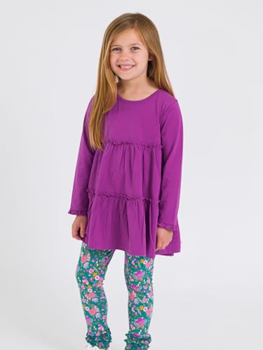Image of RuffleButts Baby /Toddler Girls Long Sleeve High Low Flowy Ruffle Tunic Top