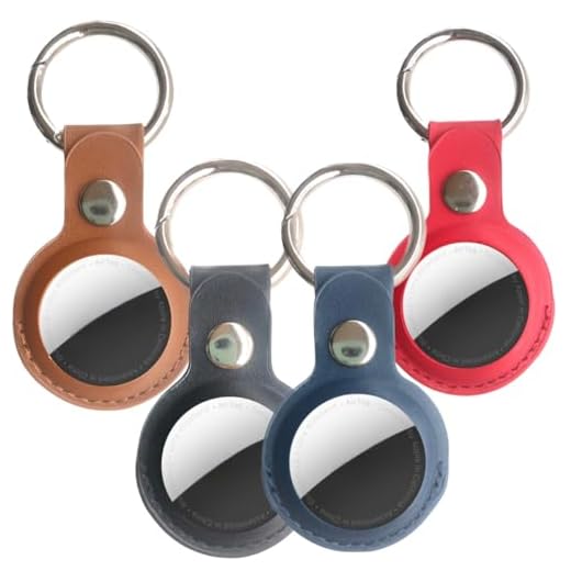 Kit Pacote com 4 Chaveiros Case Capa Capinha Protetora Couro Ecológico PU Compatível com Rastreador Apple Airtag
