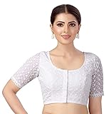 Aashita Creations Women's Cotton Half Sleeves Chikankari Saree Blouse Size 40 inch_1136