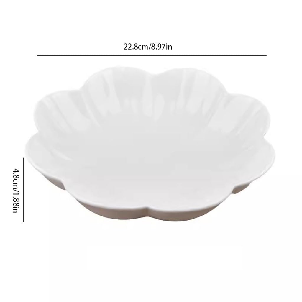 Talerze Obiadowe Ceramiczny Talerz Obiadowy Biały Talerz Domowy Głęboki Talerz Kreatywny Płatek Talerz Na Zimne Dania Domowy Talerz Sałatkowy Talerz Deserowy Ak(Średni)