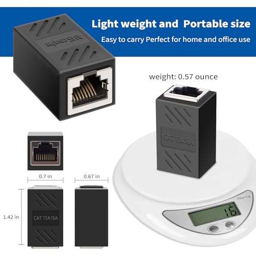 Image of RJ45 Coupler Ethernet Coupler, Female to Female, Cat7 /Cat6 /Cat5e /Cat5 Ethernet Cable Extender Adapter, 8Pack Black