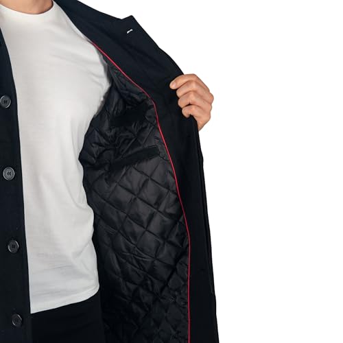 Alpine Swiss Zach Men’s Wool Blend Overcoat – Knee-Length Trench Coat, Runs Large for Layering Over Suits or Sweaters Black XL - Thumbnail 5