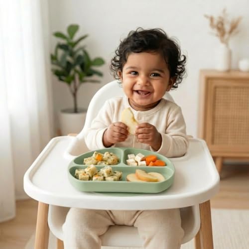 Image of a baby cherry - Suction Plates for Baby & Toddler | Silicone Plates for Babies | BPA Free | Divided Plate for Kids Self Feeding 6~24 Months