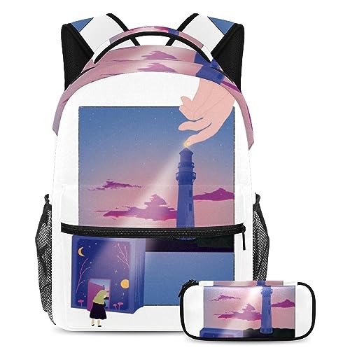 Sac de voyage étudiant Lighthouse grand format avec trousse assortie pour garçon et fille