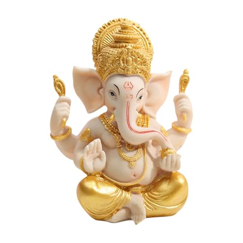 Elefantengott Ganesha, indischer Lord Ganesha-Statue, Elefanten-Got-Figur, Glück und Reichtum, hinduistische Buddha-Skulptur, Ornament, Geschenke für Heimdekoration, Gold + Beige, groß Elefantengott Ganesha, indischer Lord Ganesha-Statue, Elefanten-Got-Figur, Glück und Reichtum, hinduistische Buddha-Skulptur, Ornament, Geschenke für Heimdekoration, Gold + Beige, groß