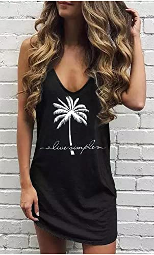 Image of CHUNTIANRAN Mini Dress for Women Swimsuit Coverup Beach Hawaiian Tank Dress | Country Concert Outifts for Women Summer Dress Vacation Outfits