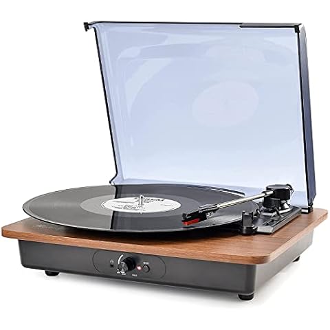 WWBMZ Retro Portable Phonograph, Built-in Stereo Speaker, Retro Turntable Belt Drive, Support 3-Speed, USB, RCA line Output, Bluetooth and Auxiliary Headphone Jack Cover