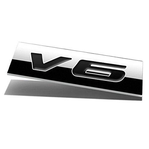 Auto Dynasty Chrome Finish Metal Emblem V6 Badge (Black Letter)