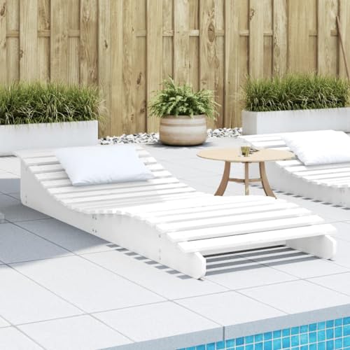 Nqyjm Baño de Sol, Silla Larga Blanco 205x80x31,5 cm Madera maciza de pino Hamaca de playa Relax al aire libre para Jardín, Terraza, Balcón, Camping