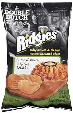 Old Dutch Ridgies Burstin' Onion Potato Chips, One Large Bag, {Imported from Canada}
