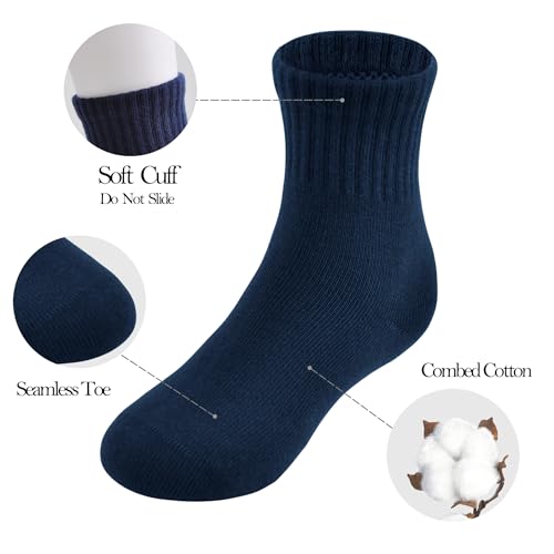 JORMATT School Kids Boys Crew Socks Girls Toddler Cotton Athletic Dress Socks Seamless Toe Unisex 4 Pairs2