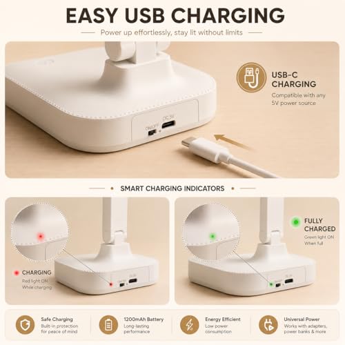 Image of FLYNGO LED Study Table Desk Lamp with Phone Holder, Rechargeable Touch On /Off Lamp for Studying (L83)