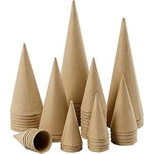 Creativ 26549 Pappmaché Kegel Sortiment, 50 Stück