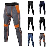Men's Leggings Micro Fleece Sports Compression Pants, Mens Base Layer Jogger Workout Training...