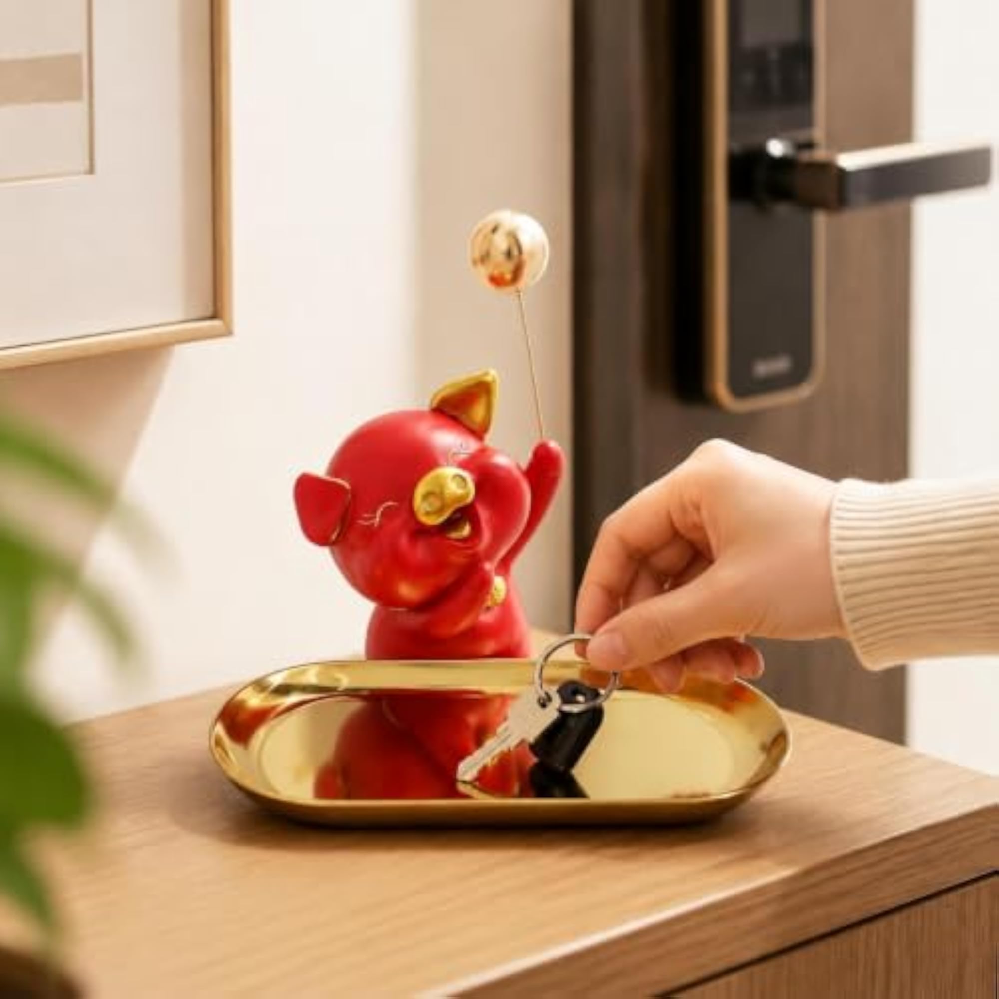 Pig Figurine Decorative Tray for Organizing
