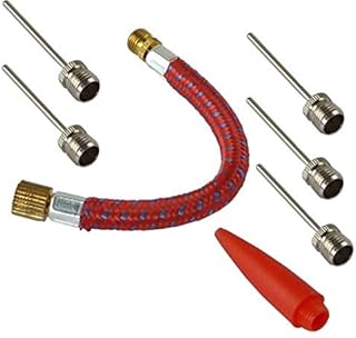 D.A.Y. Republic 7 Pcs Pump Adapter Kit Ball Needles Set with Schrader Car Valve Flexible Air Hose Extension Nozzle Connectors for All Type Balls Tyres Inflatable Toys Air