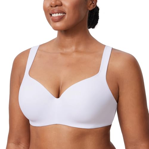 DELIMIRA Women's Balconette Full Coverage Bras White 34DD