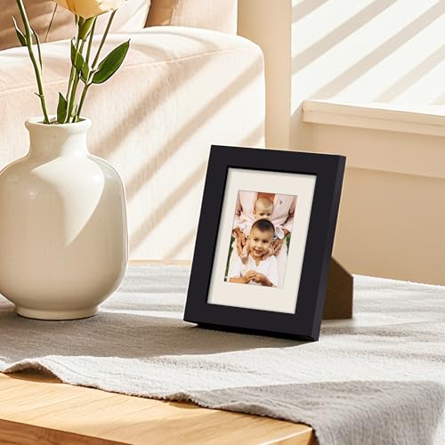Image of upsimples 3.5x5 Picture Frame, Display Pictures 2.5x3.5 with Mat or 3.5x5 Without, Wall Hanging Photo Frames, Black, 1 Pack