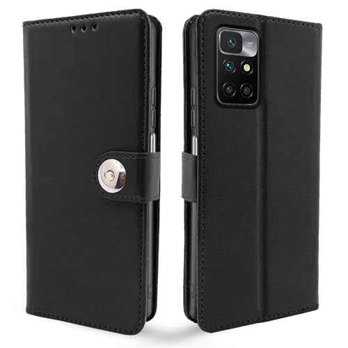 Image of Pikkme Mi Redmi 10 Prime Flip Cover Leather Finish Wallet Back Case for Mi Redmi 10 Prime (Black)
