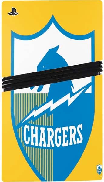 Skinit Decal Gaming Skin Compatible with PS5 Pro Bundle - Officially Licensed NFL Los Angeles Chargers Retro Logo Design