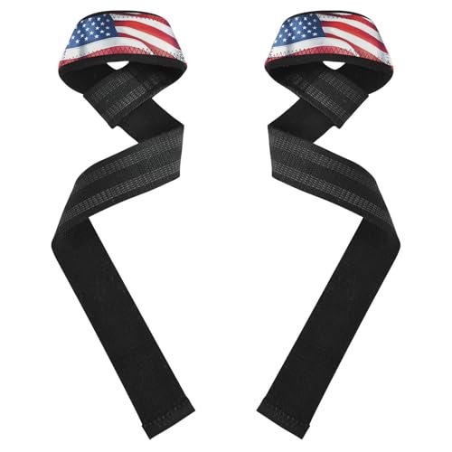 STAYTOP American Flag Wrist Straps for Weightlifting,Lifting Straps with Neoprene Cushioned Wrist Padded and Anti-Skid Silicone for Strength Training,Bodybuilding,Deadlifting
