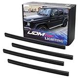 iJDMTOY 4pc Set Dark Smoked Front & Rear Side Marker Reflectors Compatible with Mercedes 2019-up W463A G-Class G500 G550 G63 AMG, Replace OEM Amber/Red Reflex Strips