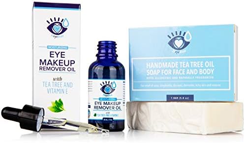 Tea Tree Oil Face Soap and Eye Makeup Remover for Support of Eyelid Irritation, Itchy Skin, Flaky Skin, and Dryness, Handmade with Organic Ingredients