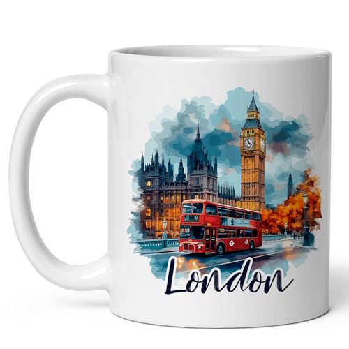 London England Ceramic Coffee Mug 11oz The Smoke – Tea Coffee Mug with Comfortable Grip – Unique Travel Gift Cup for Office or Home – Vibrant Long-Lasting Print ID44991